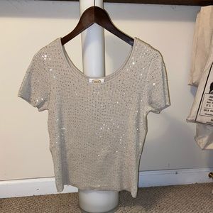 Talbots cream sequin top